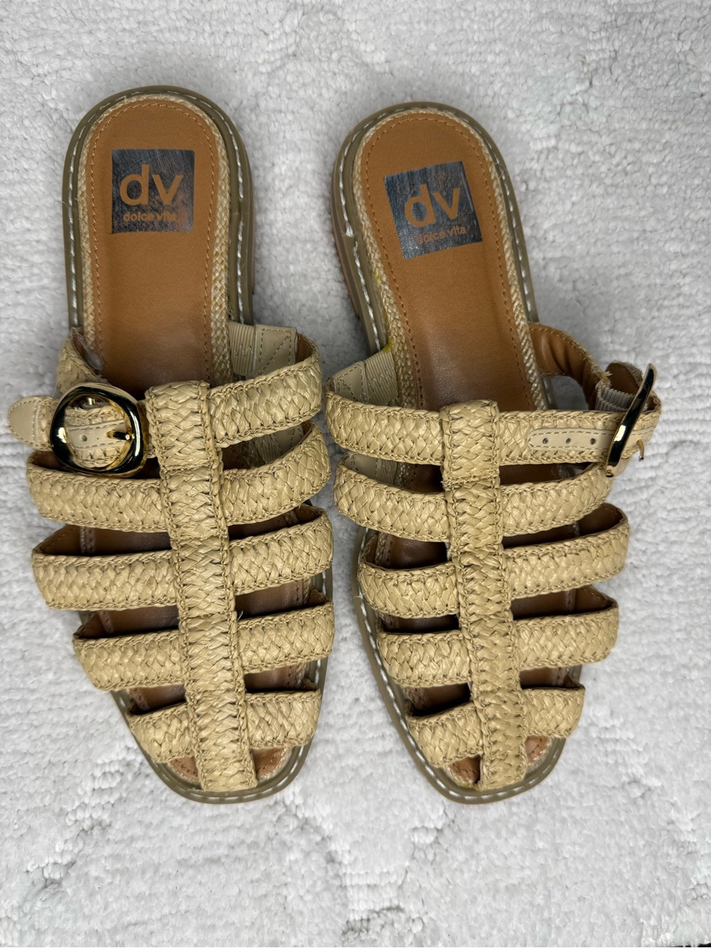 Dolce Vita Falcun Raffia Fisherman Sandals Tan Women’s 6.5